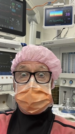 Dr John Walker with monitors (author photo)